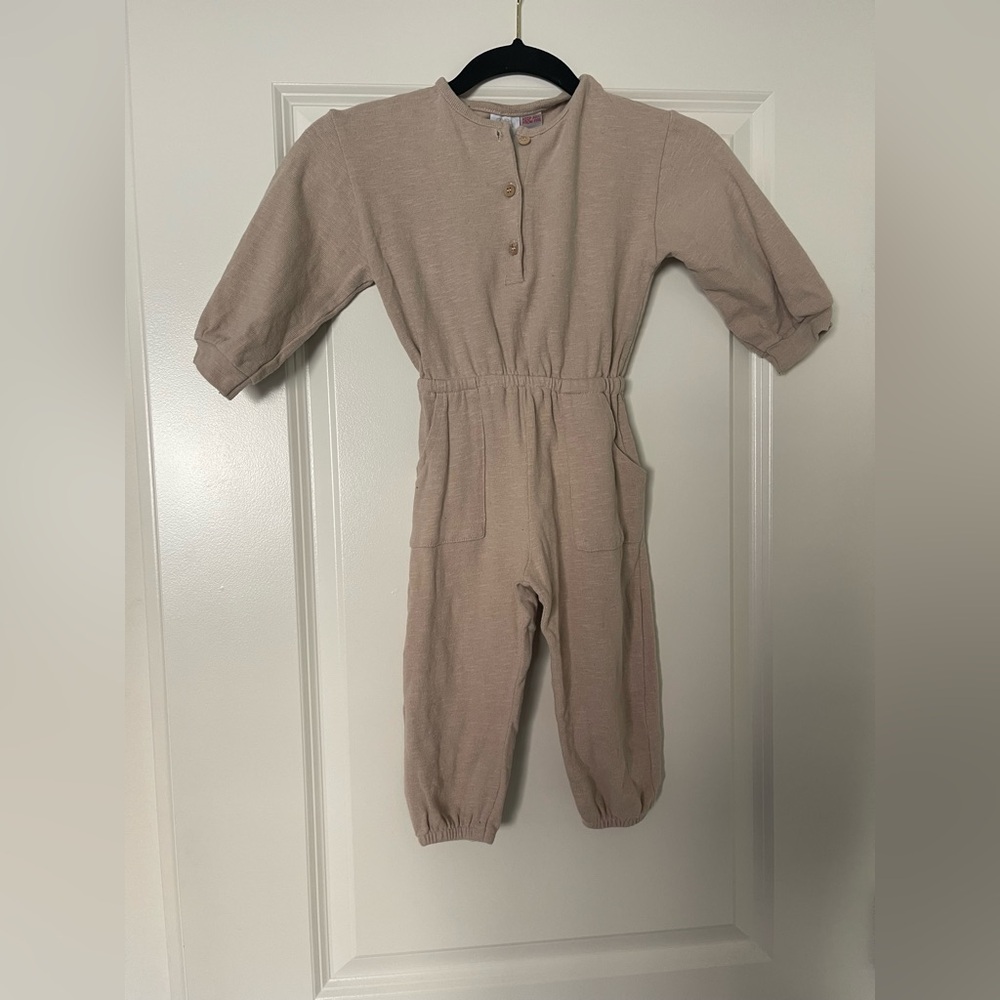 Zara Kids Tan Fall Jumpsuit with Button Details